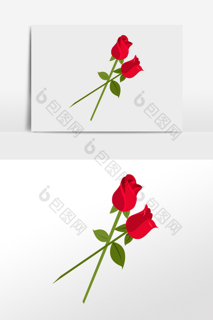手绘情人节红色玫瑰花素材