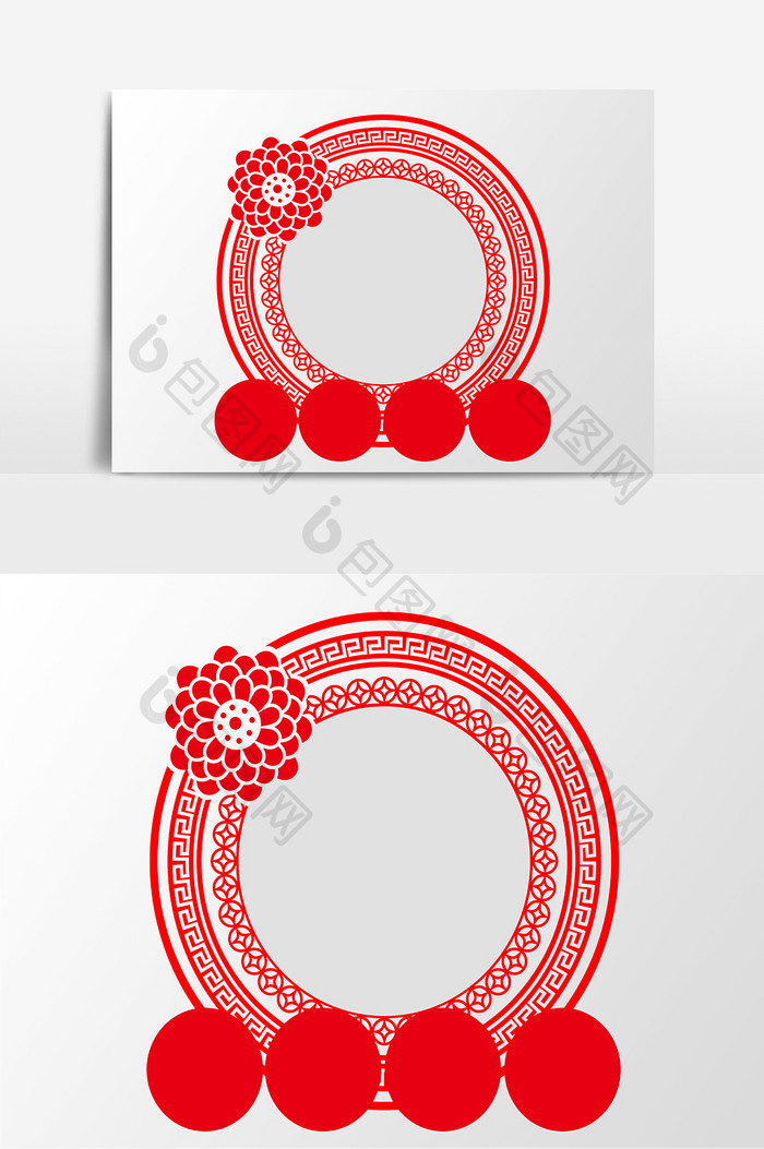 红色创意矢量中国风圆形边框元素设计