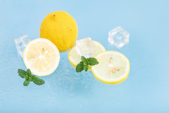 夏日冰爽素材冰块柠檬图片