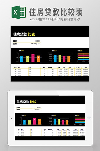 住房贷款比较表Excel模板图片