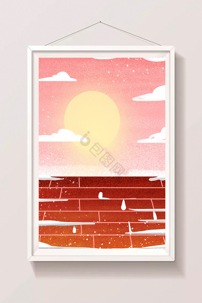 雪后的太阳插画图片
