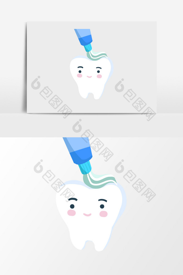 往牙齿上挤牙膏插画图片