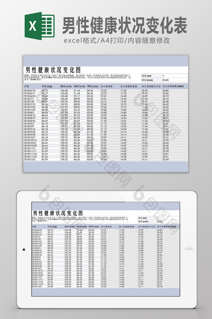 男性健康状况变化表