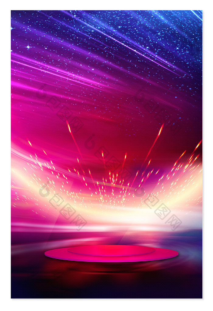 蓝紫色梦幻光线商务科技海报背景图