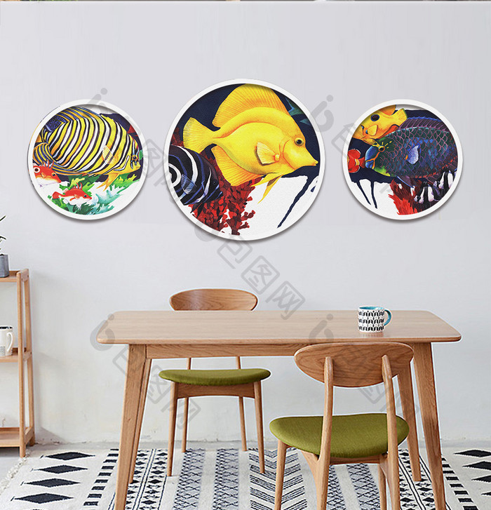 北欧艺术鱼类海洋鱼抽象装饰画素材 图片下载 包图网