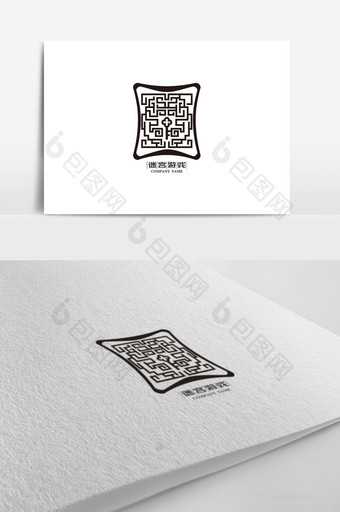 个性抽象迷宫游戏标志logo设计图片