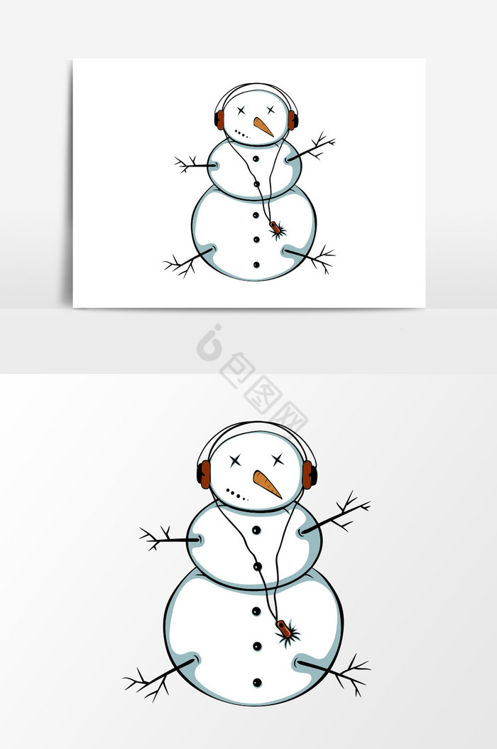 戴耳机的雪人图片