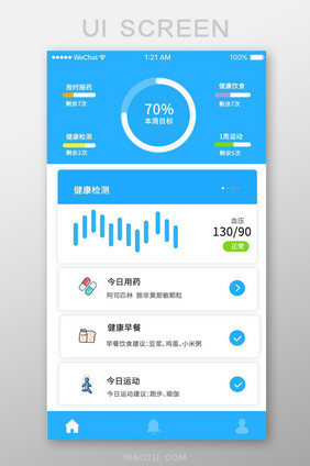 蓝色扁平医疗产品首页功能移动界面