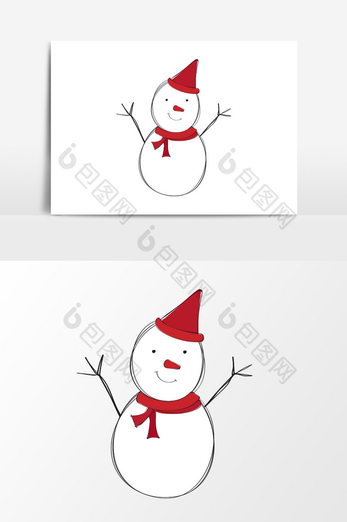 卡通简洁雪人设计元素