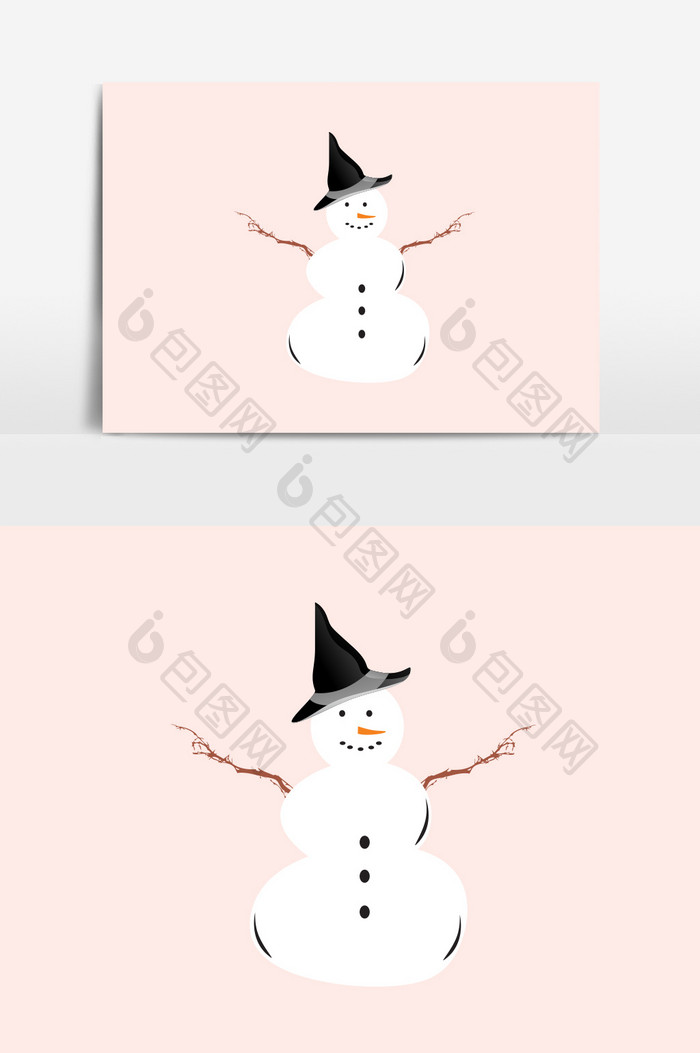卡通冬天戴帽子的雪人元素