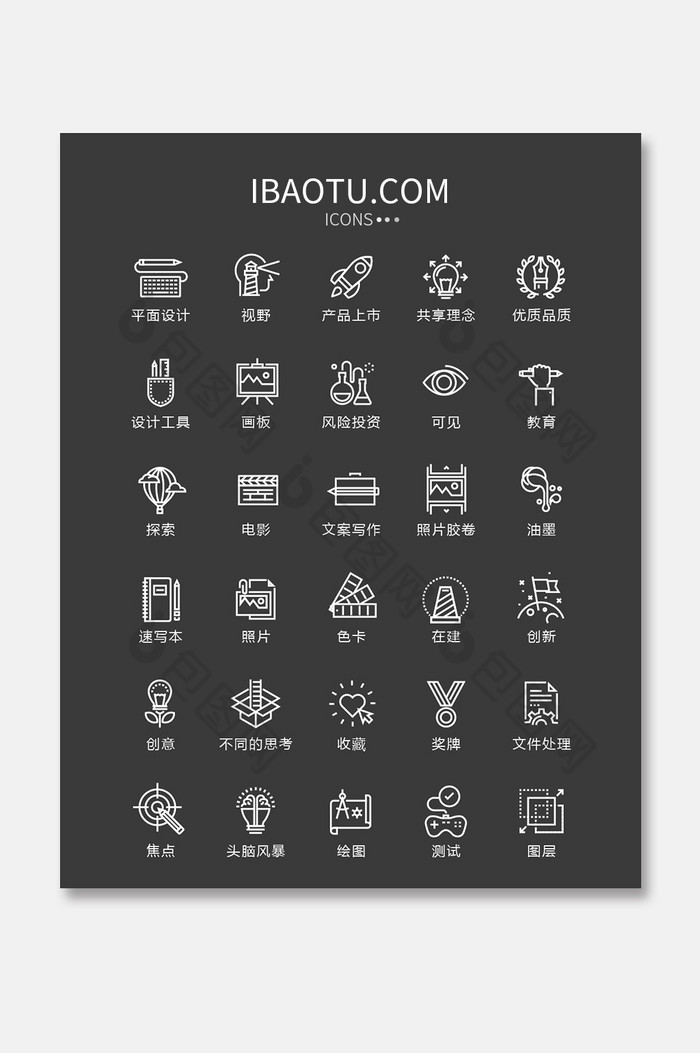 icon图标【ai 黑白线性设计策划图标矢量ui素材icon 所属分类 ui