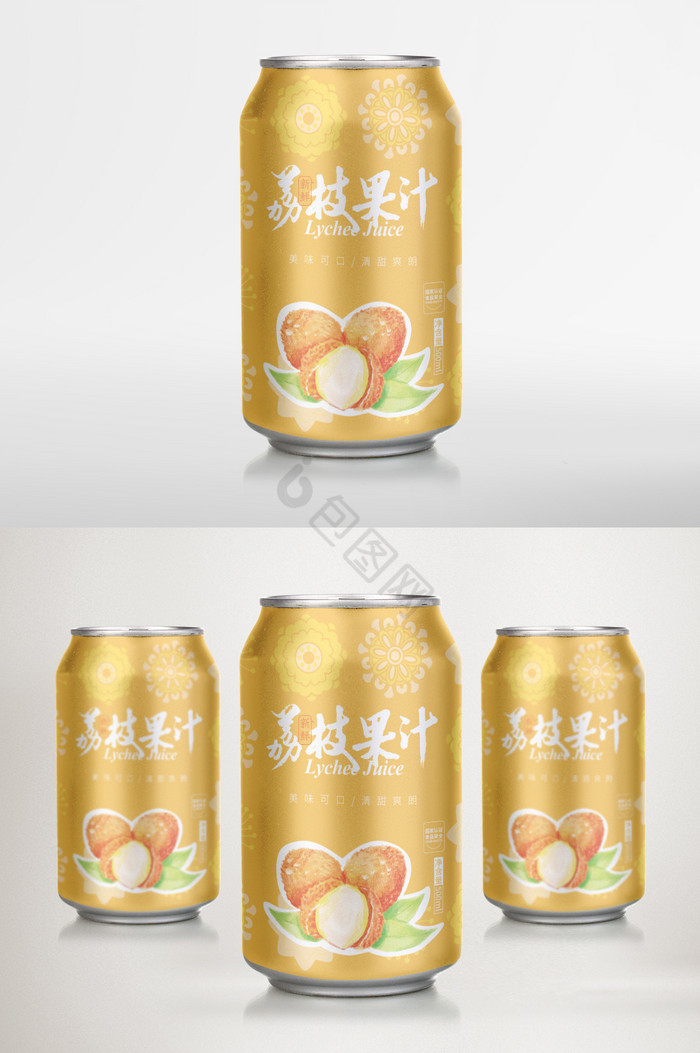 金色欧式桔子果汁水果饮料易拉罐包装图片