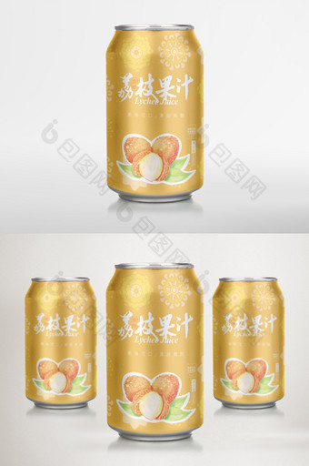 金色欧式图案桔子果汁水果饮料易拉罐包装图片
