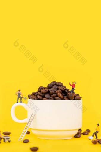 咖啡豆微缩创意图片