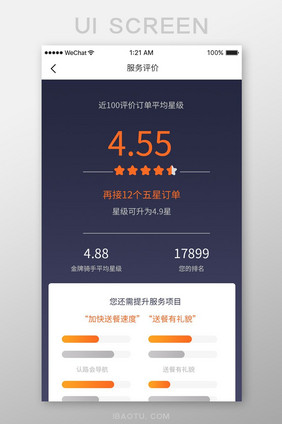 扁平商务送餐app骑手评分ui移动界面