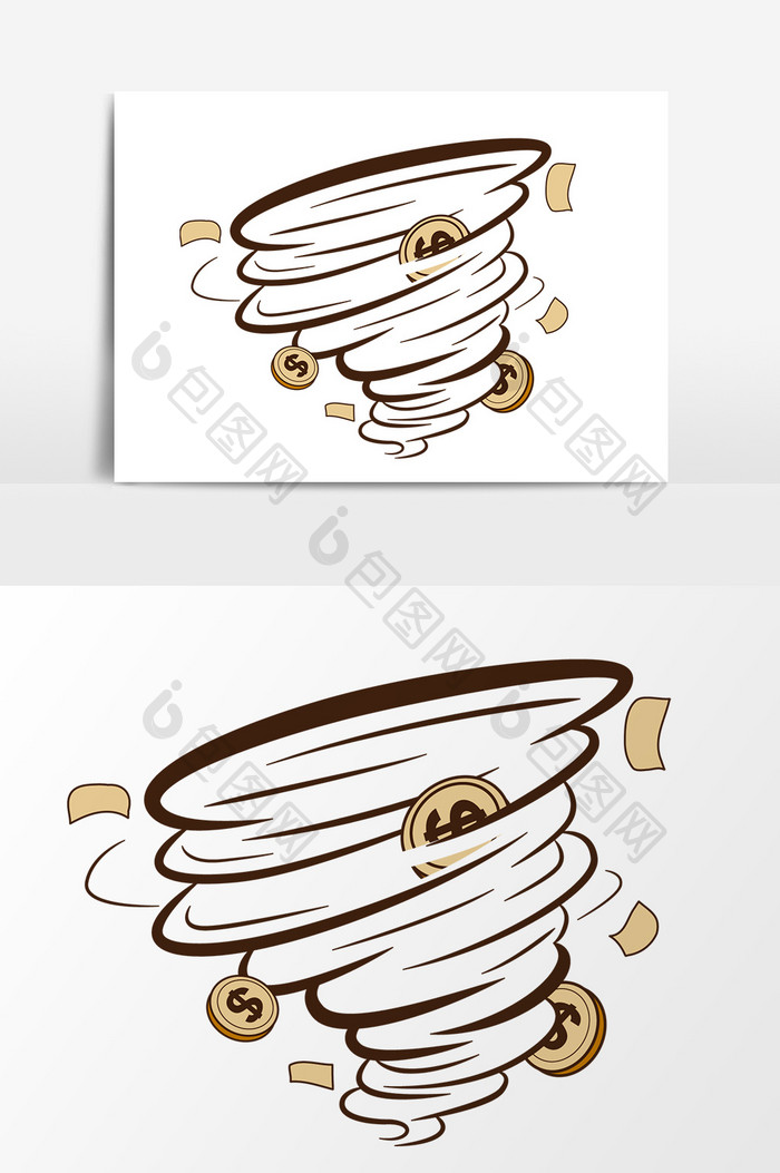 手绘卡通金融风暴元素