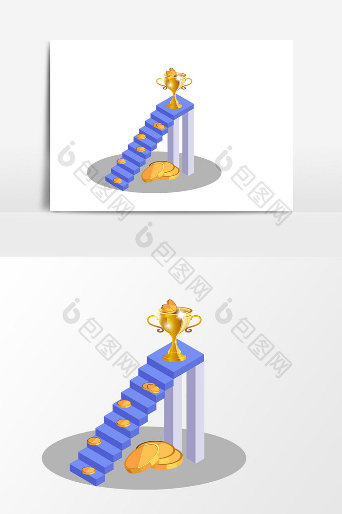 卡通手绘奖杯奖金设计元素