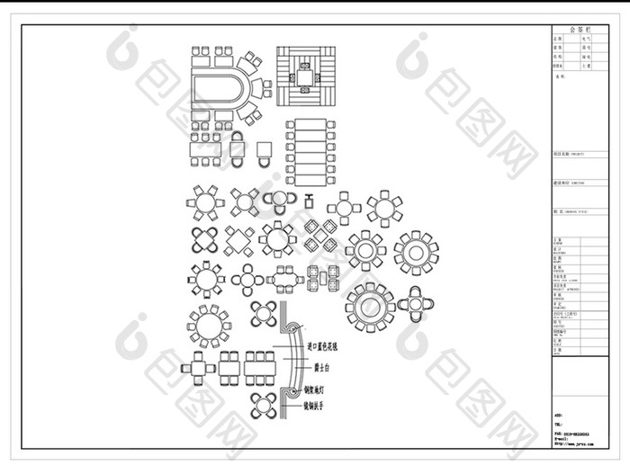餐饮桌椅CAD平面布置图