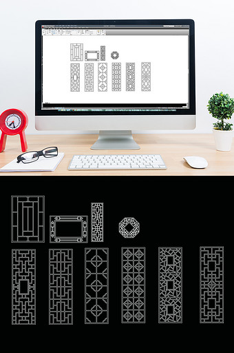 CAD常用窗花类模块中式建筑装饰设计图片