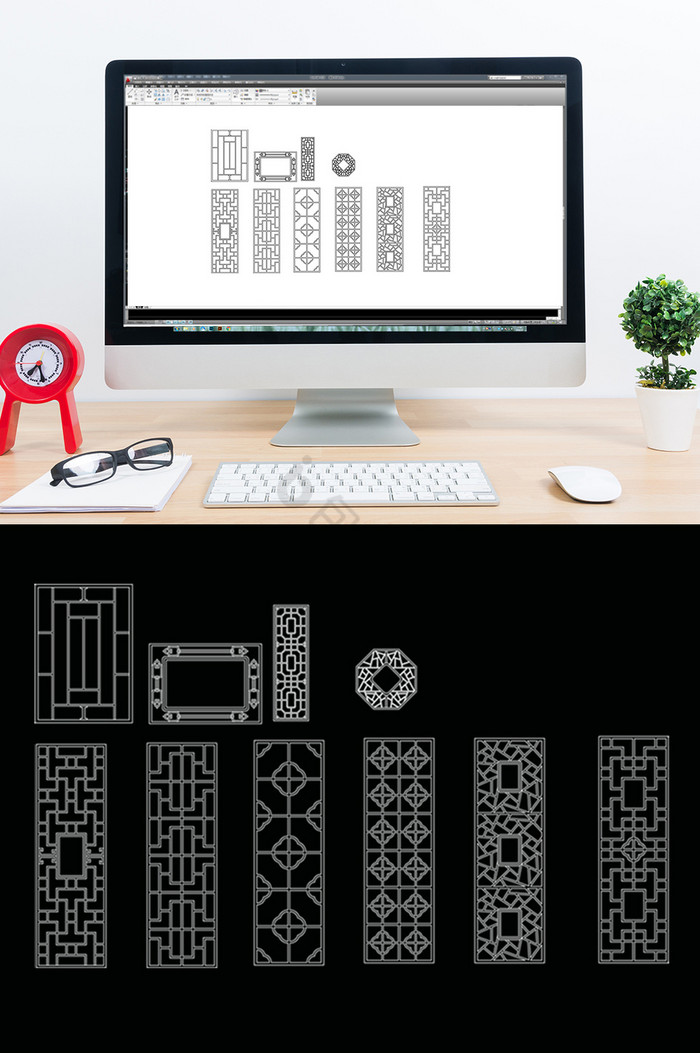 CAD常用窗花类模块中式建筑装饰设计图片