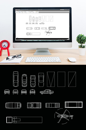 CAD车位汽车飞机图库图块图片
