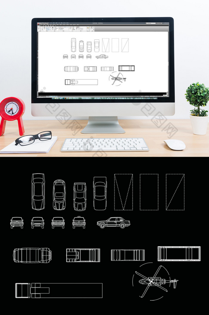 CAD车位汽车飞机图库图块图片图片