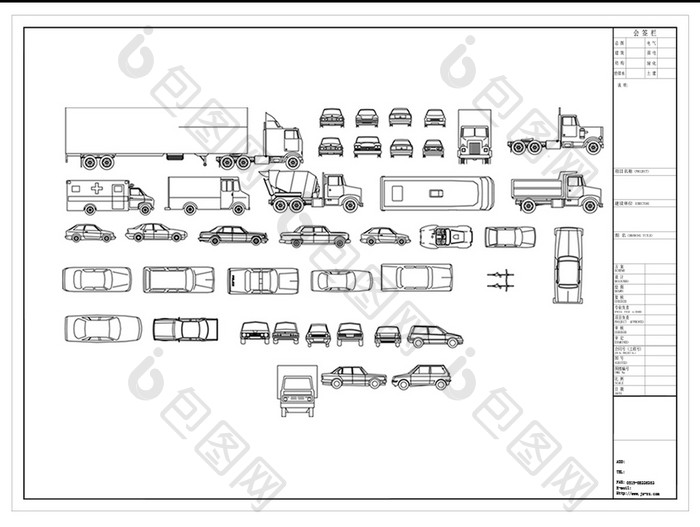 常用车CAD立面图库