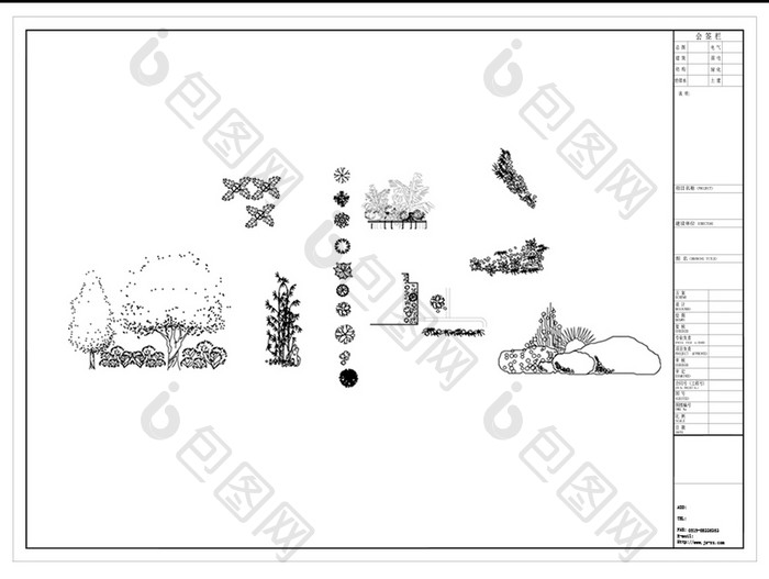 CAD景观植物景观立面图库平面图块