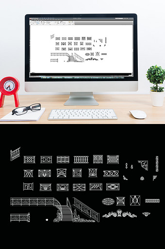楼梯及铁艺栏杆CAD图库图片
