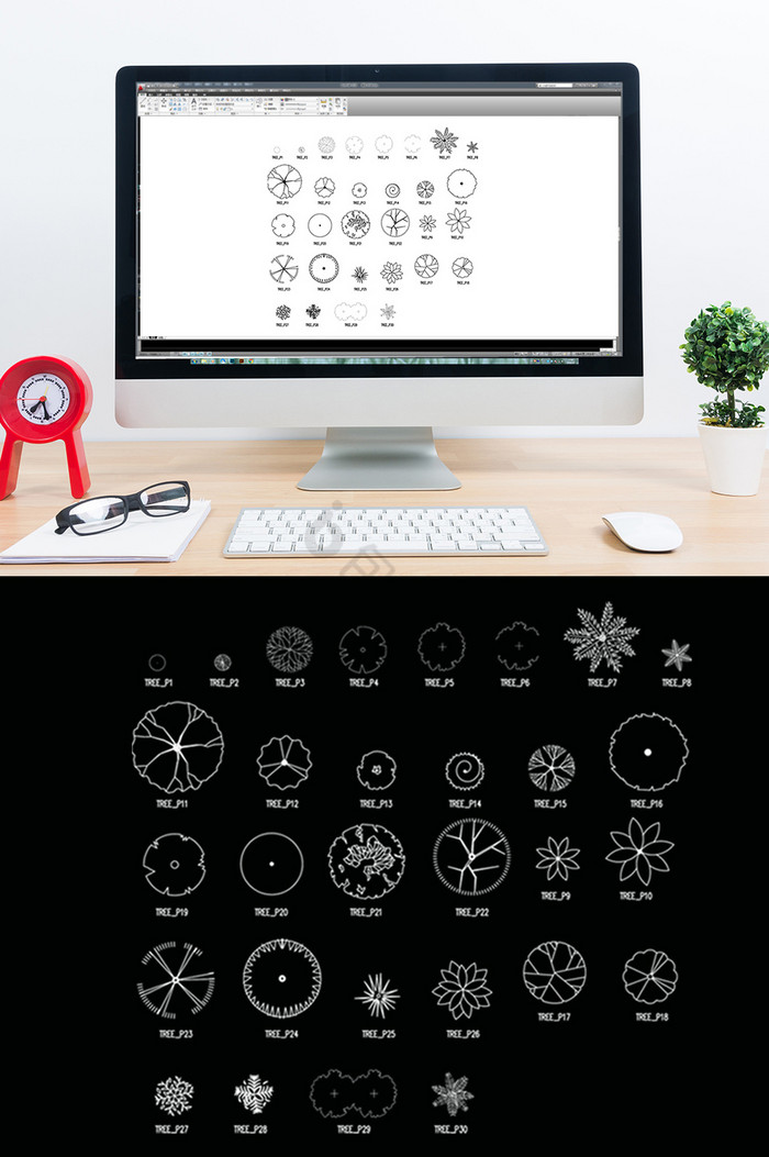 CAD绿植平面图库图片