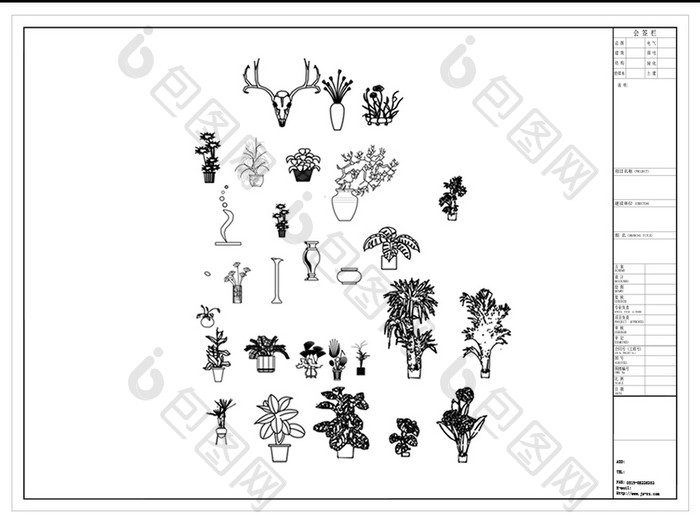 室内绿化饰品陈设CAD图库