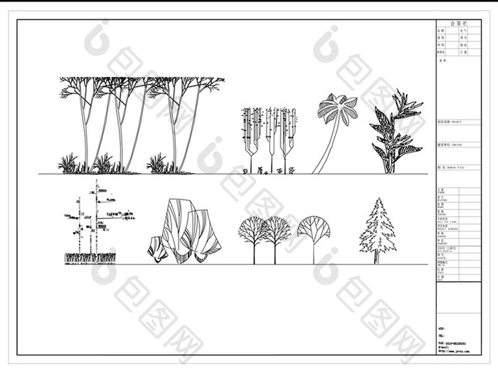 园林景观建筑植物绿化CAD立面图库