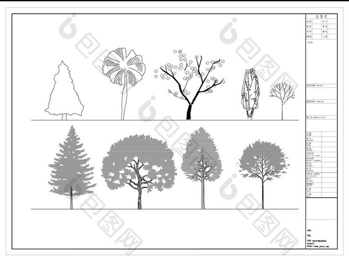 园林景观植物CAD立面图库