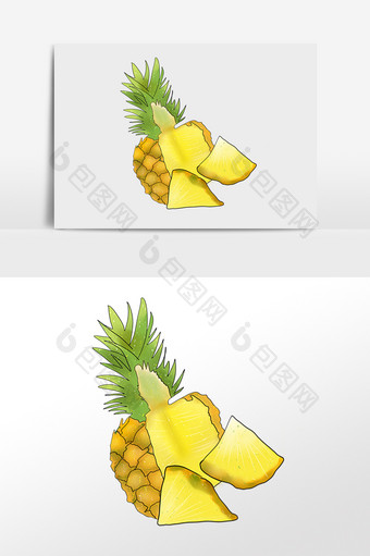 手绘农业切开的菠萝素材图片