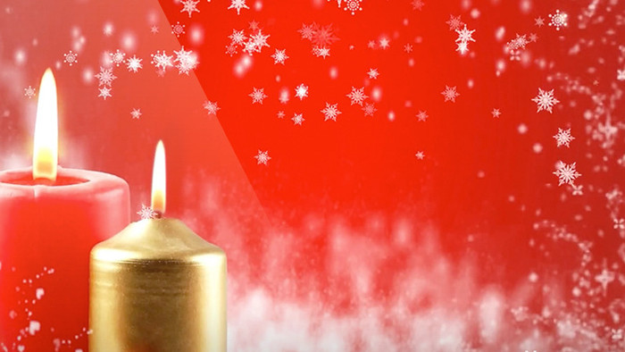 红色色调雪花梦幻时尚大气蜡烛圣诞节背景
