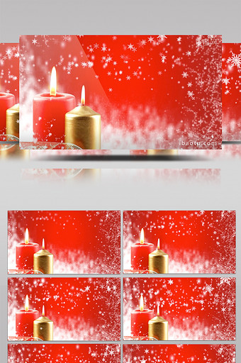 红色色调雪花梦幻时尚大气蜡烛圣诞节背景图片