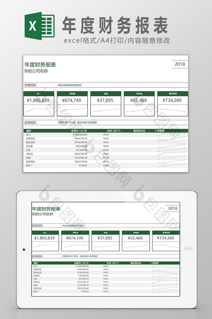 年度财务报表Excel模板