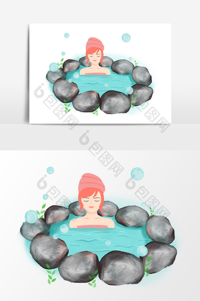 珊瑚橘女孩泡澡温泉图片图片