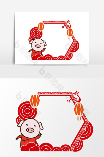 红色猪年边框元素图片