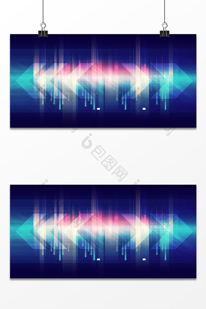 抽象科技风菱形大气光效展板背景
