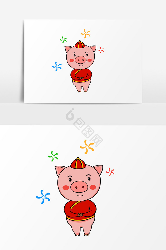 小猪新年站立插画图片