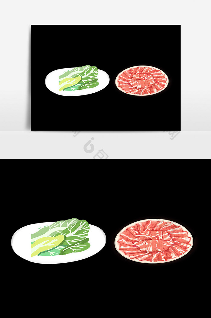 卡通食物肉片元素设计