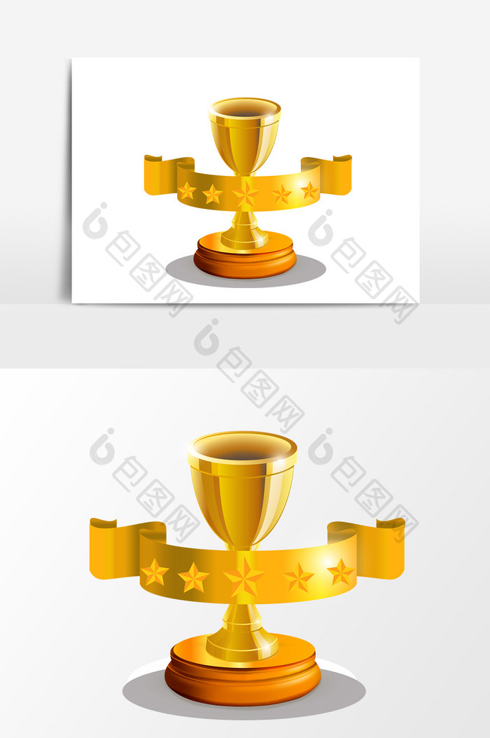 卡通冠军金色奖杯设计元素