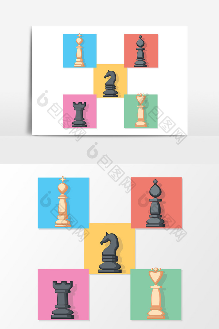 卡通国际象棋棋子设计元素