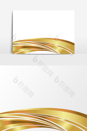 金色飘带装饰图案波浪元素图片