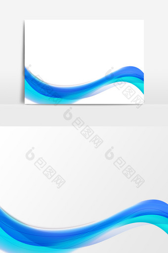 蓝色系飘带装饰效果图案波浪元素图片