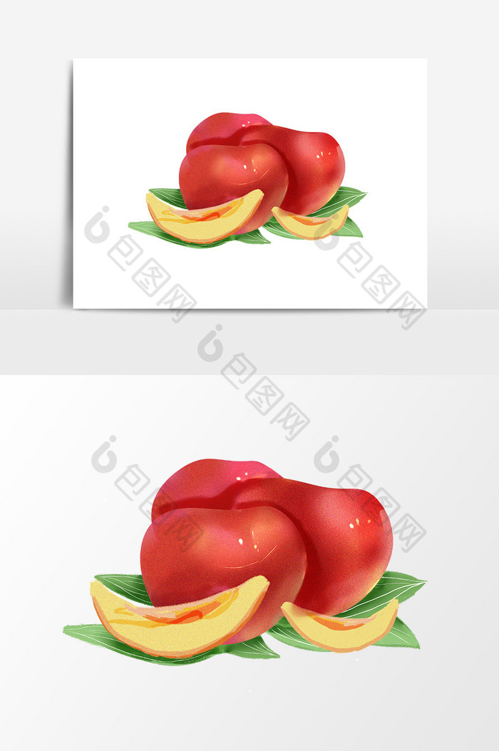 卡通切开的新鲜水果设计元素