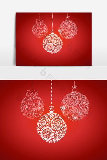 圣诞节雪花装饰球元素图片