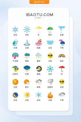 时尚简约大气精致各类天气矢量icon图标