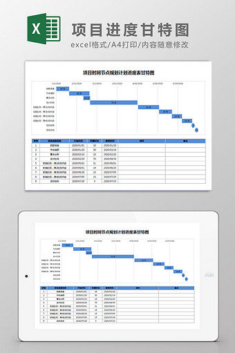 项目进度计划甘特图Excel模板图片